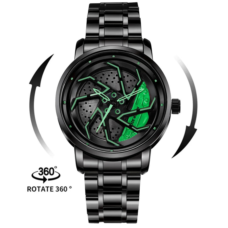 Men’s Luxury Car Wheel Watch – Stainless Steel Quartz