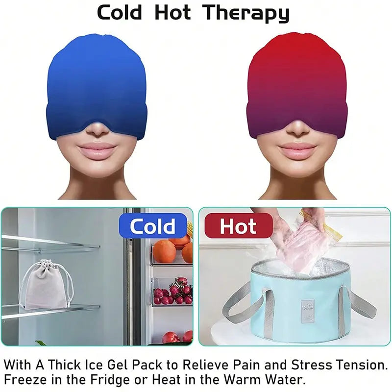Gel Ice Headache Hat – Cold Compress Migraine Relief Cap